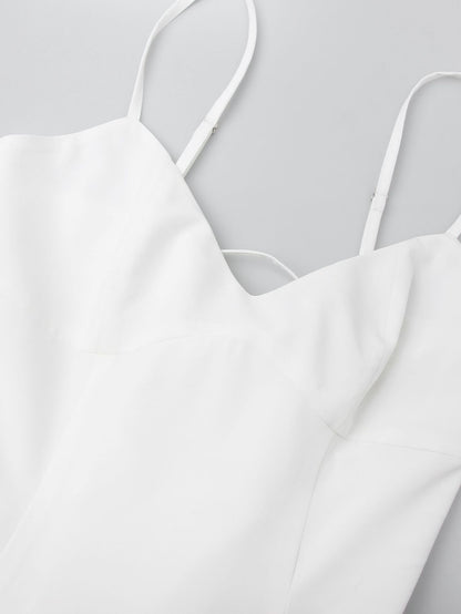 Summer Clothes Women Sexy V neck Strap Dress Long Women Clothing Fitted Waist Backless White Dress - Iyanka