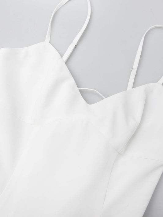 Summer Clothes Women Sexy V neck Strap Dress Long Women Clothing Fitted Waist Backless White Dress - Iyanka