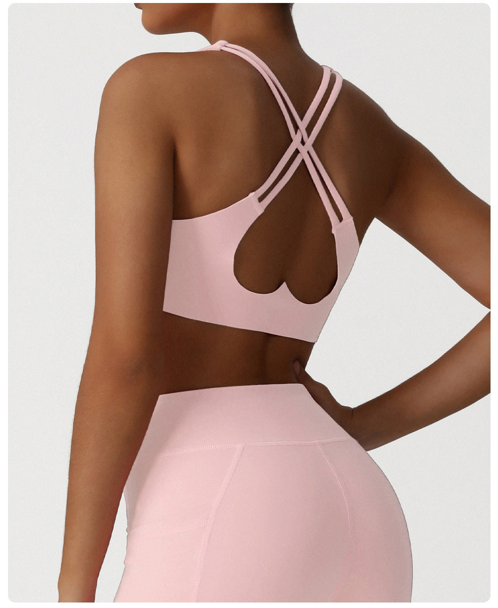 Cross Beauty Back Yoga Vest Push up Sports Underwear with Chest Pad High Strength All Match Workout Bra - Iyanka