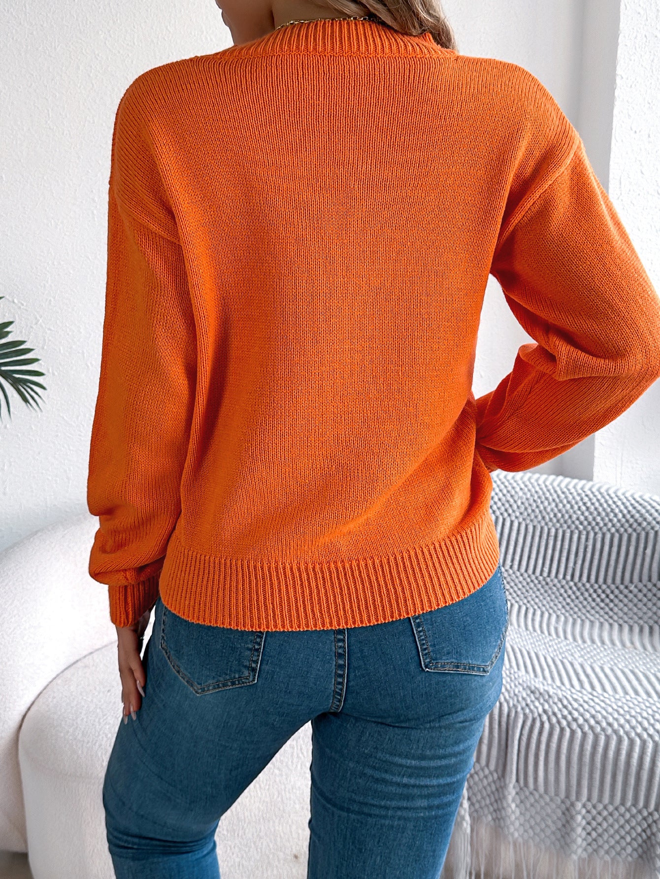 Solid Color Hollow Out Cutout out Lantern Long Sleeve Pullover Halloween Women Clothing - Iyanka