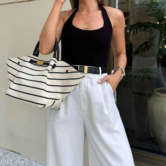 Solid Color High Waist Wide Leg Straight Trousers