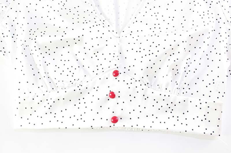 Elegant High Grade Polka Dot Satin Fishtail Skirt Skirt V neck Short Top Sexy Two Piece Sets - Iyanka