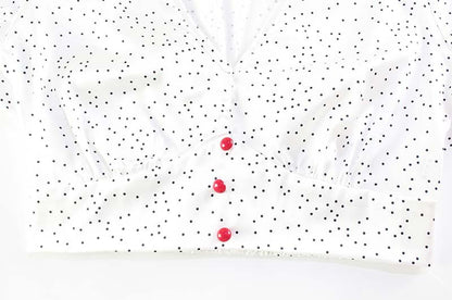Elegant High Grade Polka Dot Satin Fishtail Skirt Skirt V neck Short Top Sexy Two Piece Sets - Iyanka
