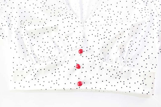 Elegant High Grade Polka Dot Satin Fishtail Skirt Skirt V neck Short Top Sexy Two Piece Sets - Iyanka