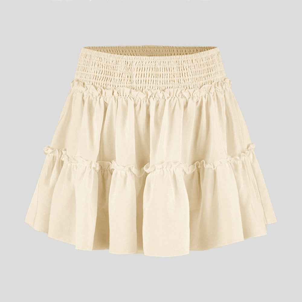 Floral Skirt Pants Lined A line Skirt High Quality Smocking Tight Waist Elastic Culottes