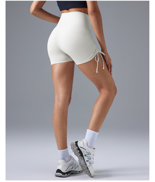 High Waist Tight Yoga Shorts Women No T Line Pleating Slimming Hip Workout Shorts Summer - Iyanka