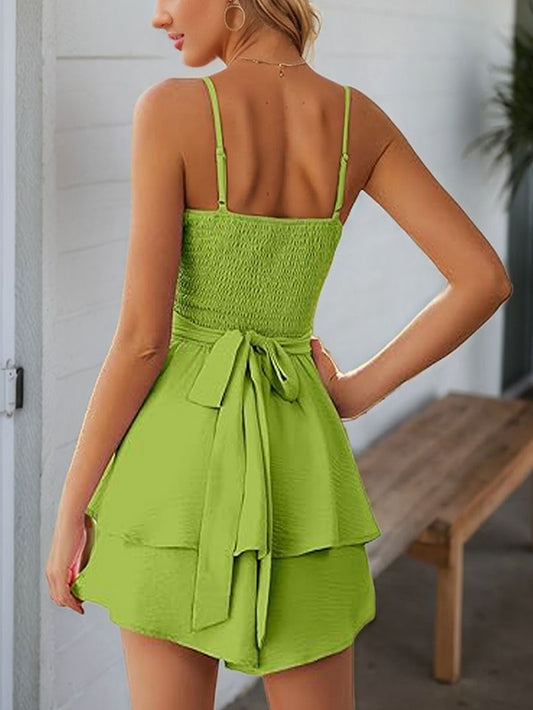 Women Clothing Seaside Holiday Elegant Dress Summer Outing Beach Vest Dress