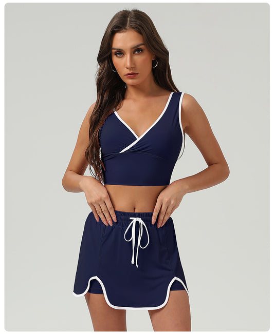 Summer Sports Casual Suit Running Exercise Vest Short Skirt Golf Suit Badminton Tennis Women - Iyanka