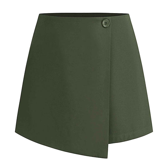 Women Clothing Irregular Asymmetric Stretch Pantskirt Summer High Waist Zipper Button Culottes for Women