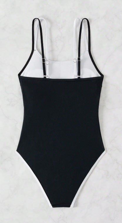 Sexy Women One Piece Swimsuit Solid Color Fabric Summer Beach Swimwear - Iyanka