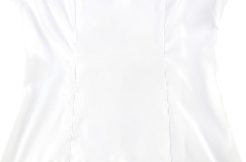 Slim Fit Slimming Light Luxury Court Advanced Satin Cape Sleeve Dress Short Dress - Iyanka