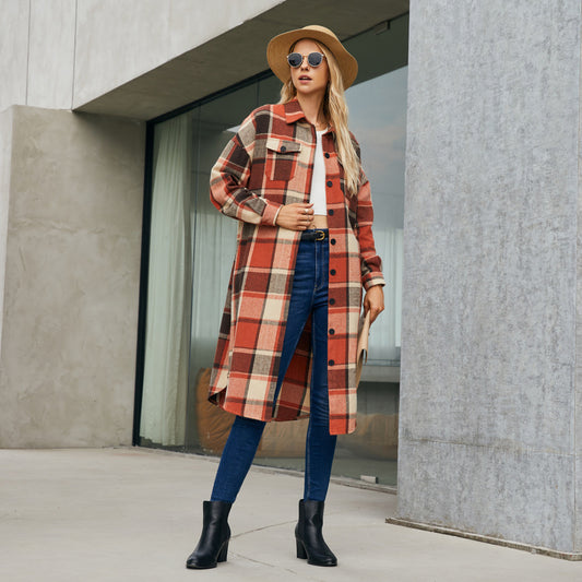 Women Clothing Mid Length Wind Coat Single Breasted Pocket Retro Coat for Women - Iyanka