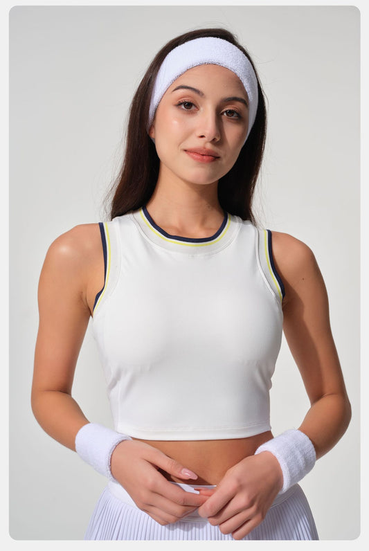 Yoga Exercise Vest Contrast Color Striped Detachable Chest Pad High Elastic Quick Drying Breathable Fitness Women Top - Iyanka