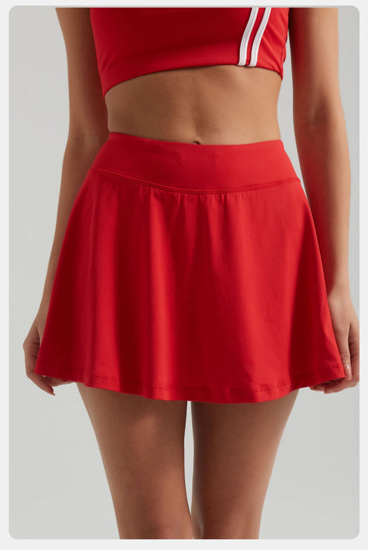 Contrasting Color Thread Yoga Clothes Sports Women Removable Bra Faux Two Piece Anti Exposure Half-Body Tennis Skirt Two Piece Sets - Iyanka