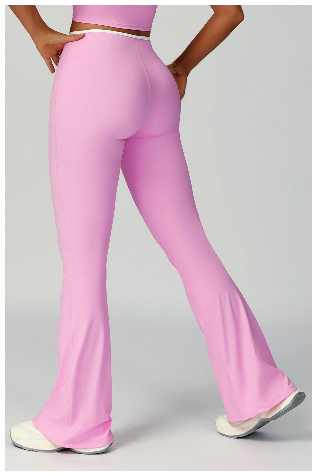 Contrast Color Binding Bell Bottom Pants Yoga Fitness Exercise Bootcut Trousers High Waist Slim Flare Pants Bell-Bottom Pants Women - Iyanka