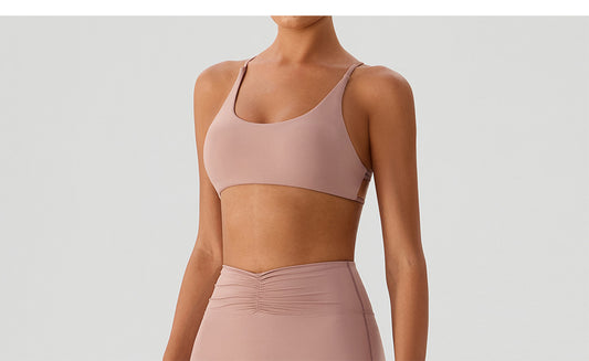 Backless Traceless Cross Strap Yoga Underwear Women Bra with Chest Pad Sports Quick Drying Chest Slimming Fitness Outerwear Bra - Iyanka