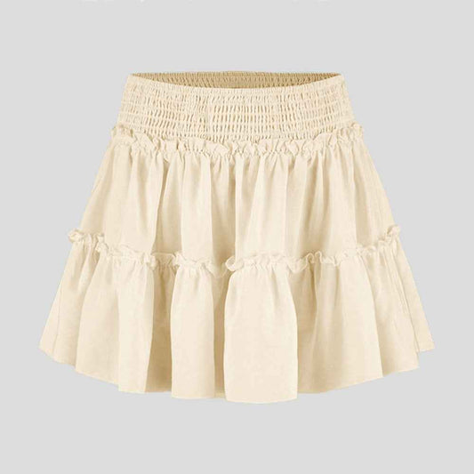 Floral Skirt Pants Lined A line Skirt High Quality Smocking Tight Waist Elastic Culottes