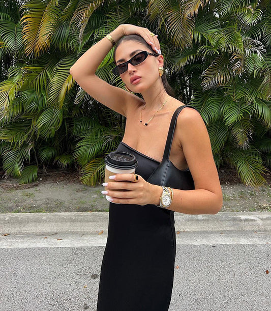 Black Sexy Tube Top Satin High Waist Loose Dress Summer Dress Women - Iyanka