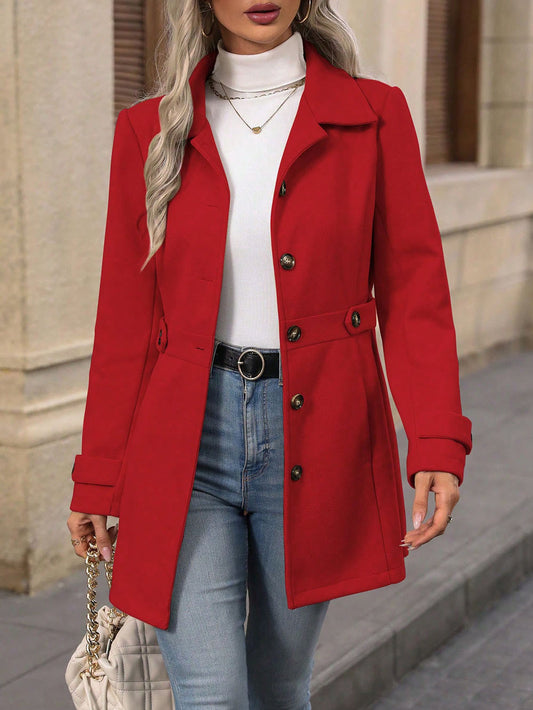 Autumn Winter Collared Women Woolen Slim Fit Coat - Iyanka