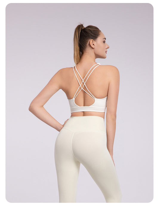 Cross Beauty Back Yoga Vest Women Strong Support Sports Underwear with Chest Pad Medium Tenacity All Match Workout Bra - Iyanka