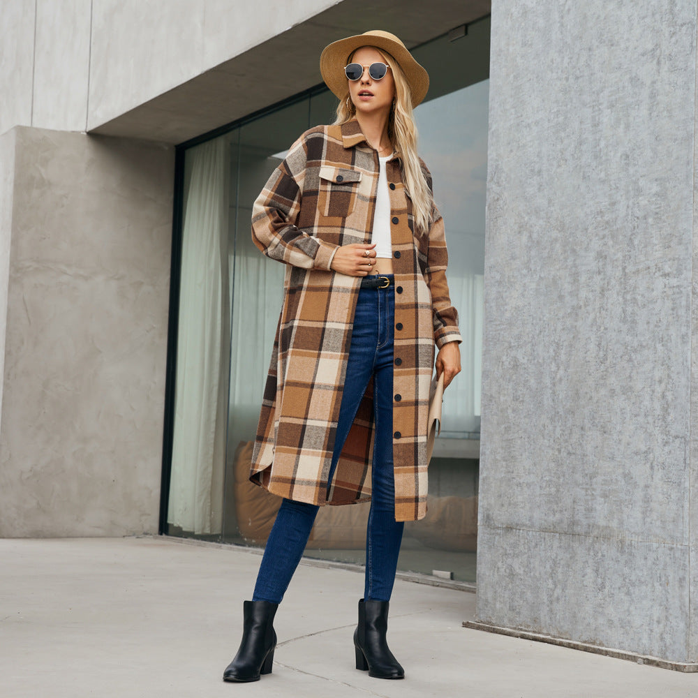 Women Clothing Mid Length Wind Coat Single Breasted Pocket Retro Coat for Women - Iyanka