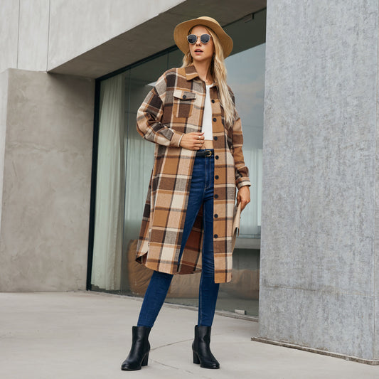 Women Clothing Mid Length Wind Coat Single Breasted Pocket Retro Coat for Women - Iyanka