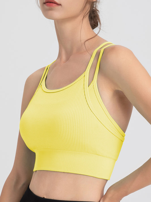 Sports Underwear Women Spaghetti Strap Beauty Back Faux Two Piece Sports Underwear Yoga Workout Clothes Bra Vest - Iyanka