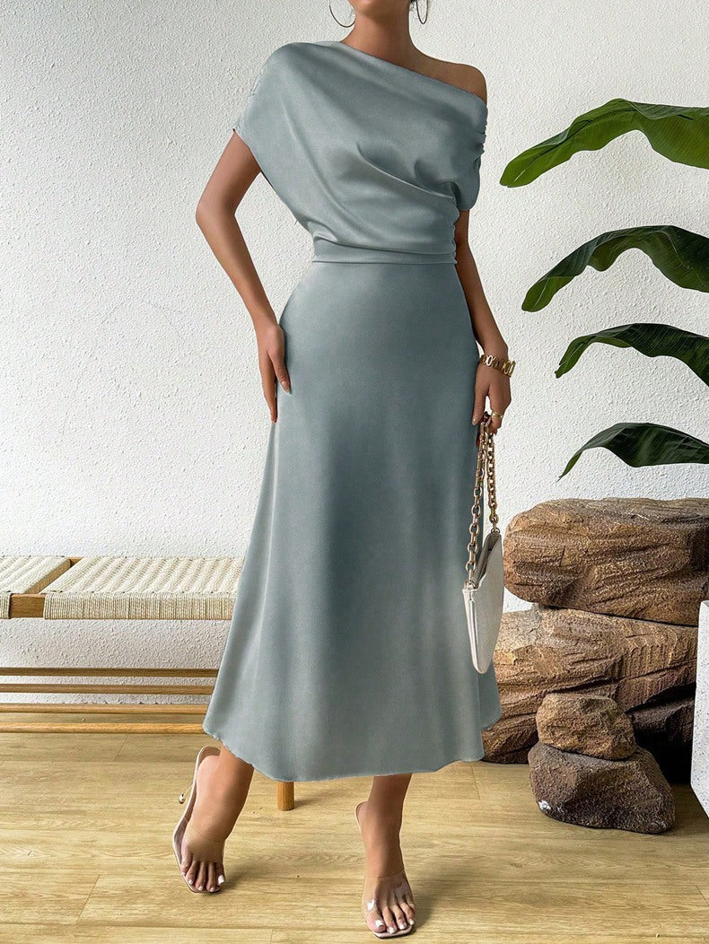 Women Clothing Trendy Summer Satin Satin Women Summer Dress Tight Jumpsuit Long Dress - Iyanka