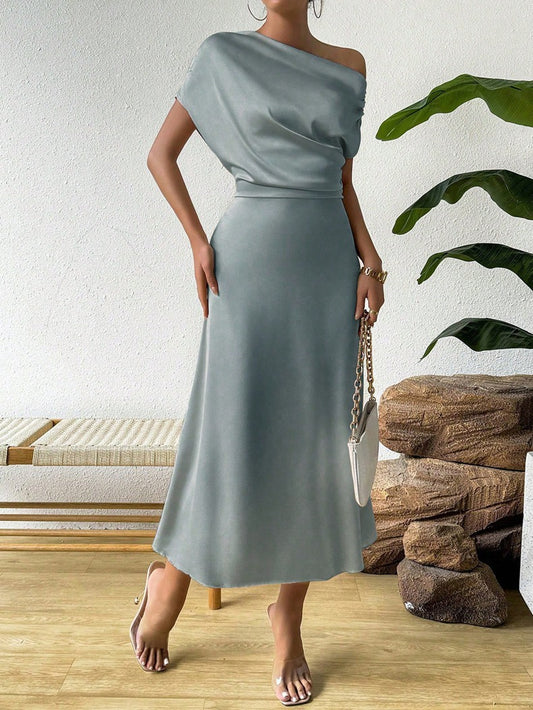 Women Clothing Trendy Summer Satin Satin Women Summer Dress Tight Jumpsuit Long Dress - Iyanka