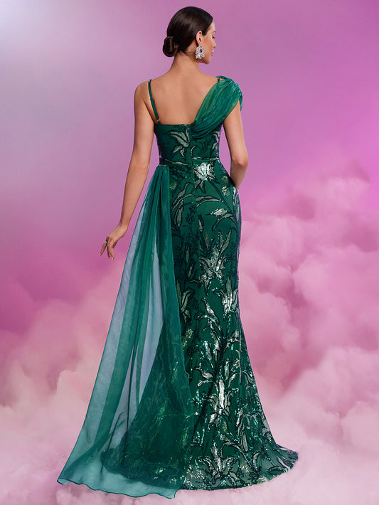 Elegant Sequin Ribbon V neck Strap Elegant Gorgeous Noble Cocktail Formal Dinner Dress - Iyanka