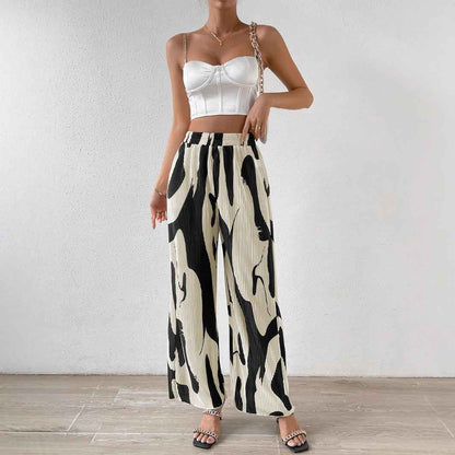 Loose Wide Leg Pants Summer High Waist Design Casual Printed Wide Leg Pants