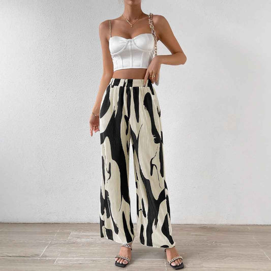 Loose Wide Leg Pants Summer High Waist Design Casual Printed Wide Leg Pants