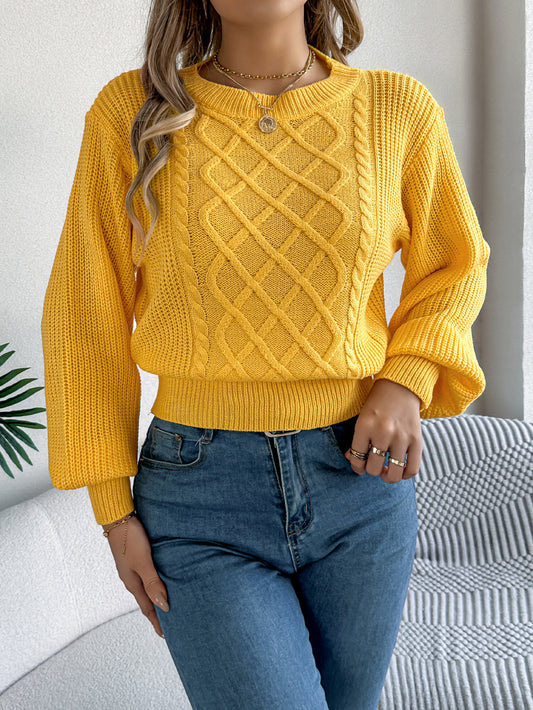 Autumn Winter Solid Color Twist Lantern Long Sleeve Waist Tight Pullover Women Clothing - Iyanka