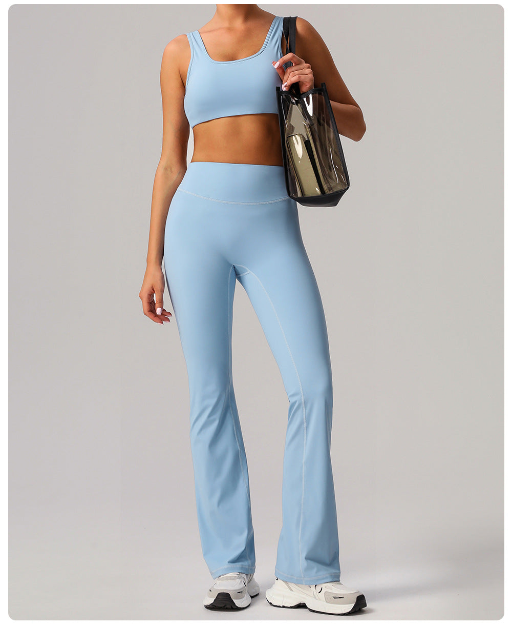Yoga Wide Leg Pants High Waist Belly Contracting Fitness Trousers Women Skinny Hip Raise Bell Bottom Pants Sports Casual Pants - Iyanka