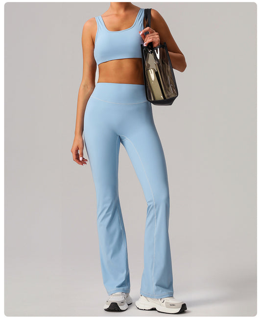 Yoga Wide Leg Pants High Waist Belly Contracting Fitness Trousers Women Skinny Hip Raise Bell Bottom Pants Sports Casual Pants - Iyanka