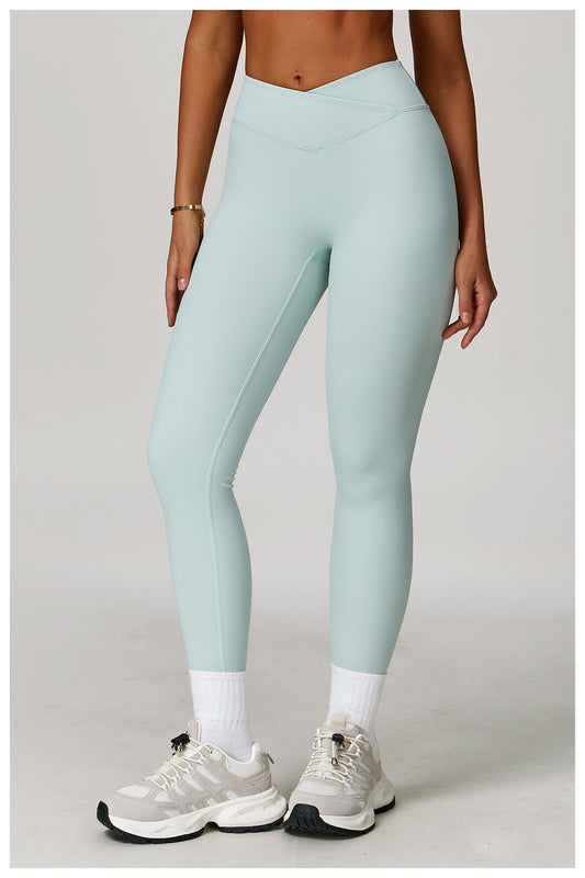 Nude Feel Yoga Pants Cross High Waist Tight Casual Trousers Running Sports Fitness Yoga Pants Yoga Pants - Iyanka