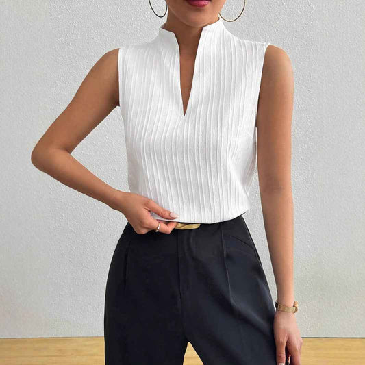 Women’s Summer Slim Fit V-Neck Sleeveless Blouse – Casual Tank Top
