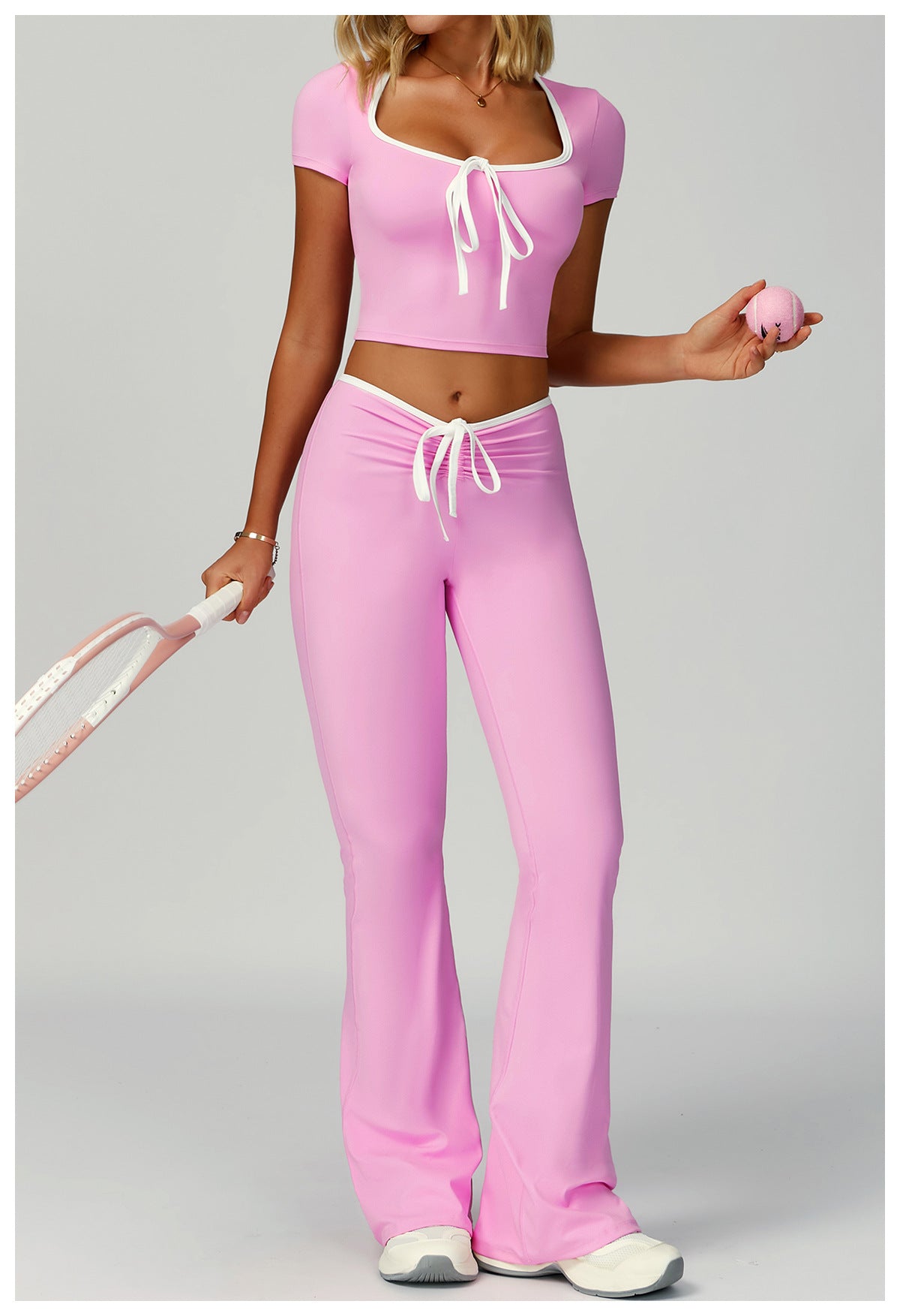 Contrast Color Binding Bell Bottom Pants Yoga Fitness Exercise Bootcut Trousers High Waist Slim Flare Pants Bell-Bottom Pants Women - Iyanka