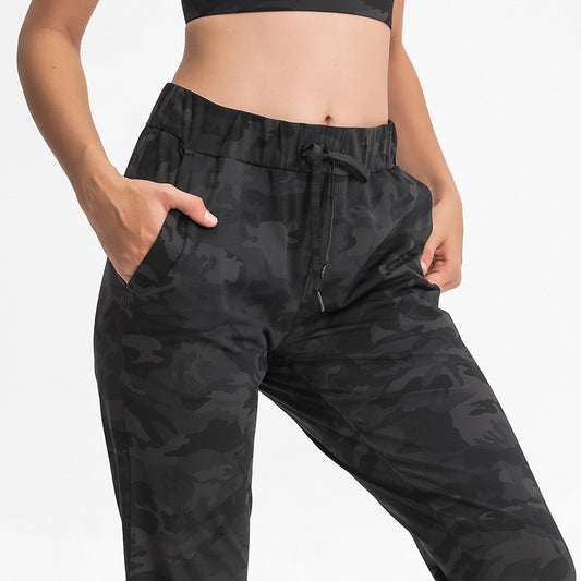 Spring Summer Elastic Lace-up Waist Yoga Pants Simple Straight Sports Casual Elastic Ankle-Tied Cropped Pants for Women - Iyanka