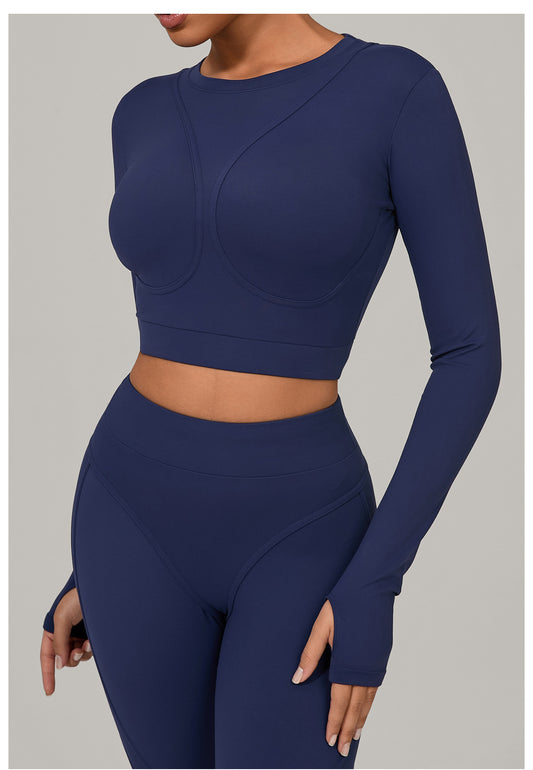 Autumn Sand Brushed Long Sleeve Yoga Clothes High Strength Workout Clothes Pilates Running Sport Long Sleeve Top - Iyanka