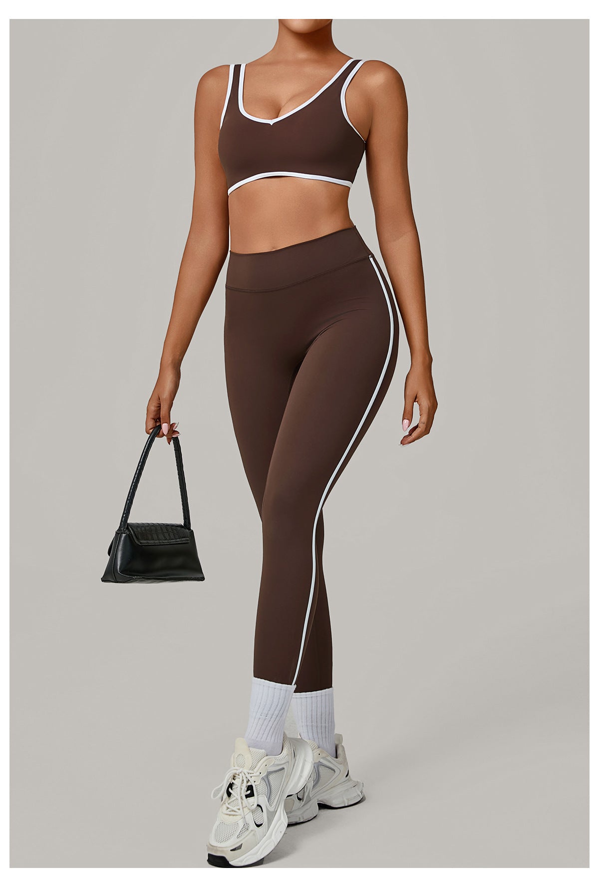 Contrast Color Binding Nude Feel Yoga Beauty Back Tight Quick Drying Workout Clothes Outdoor Sports Two Piece Sets - Iyanka