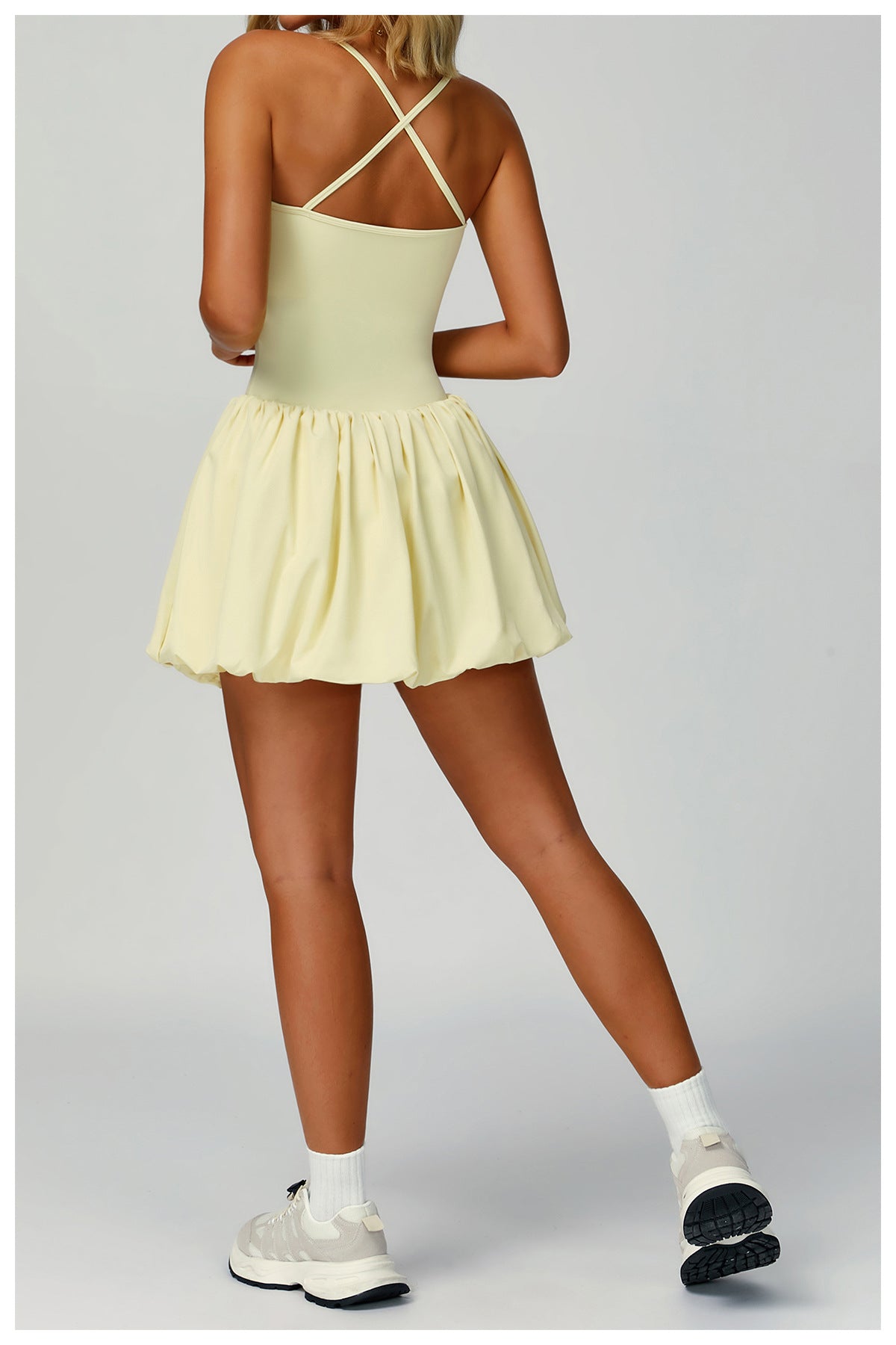 Cross Back Tennis Dress Nude Feel Anti Exposure Exercise Dress Outdoor Casual Running Sports Dress - Iyanka
