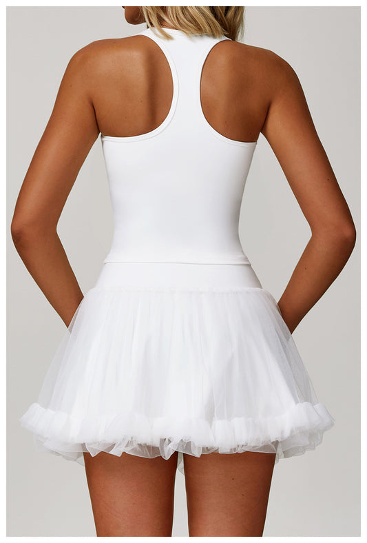 Summer Anti Exposure Base High Waist Tennis Skirt Casual A line Skirt Mesh Sports - Iyanka