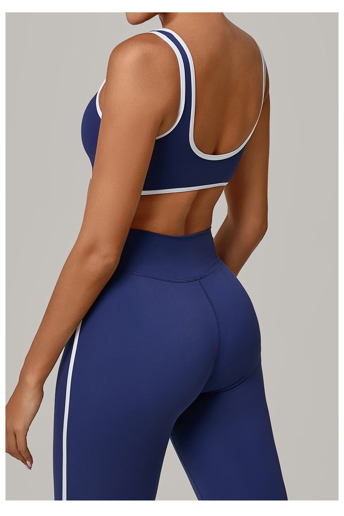 Autumn Sand Contrast Color Wide Shoulder Strap Sports Underwear Shockproof Women One Piece Yoga Bra Outdoor Workout Clothes - Iyanka