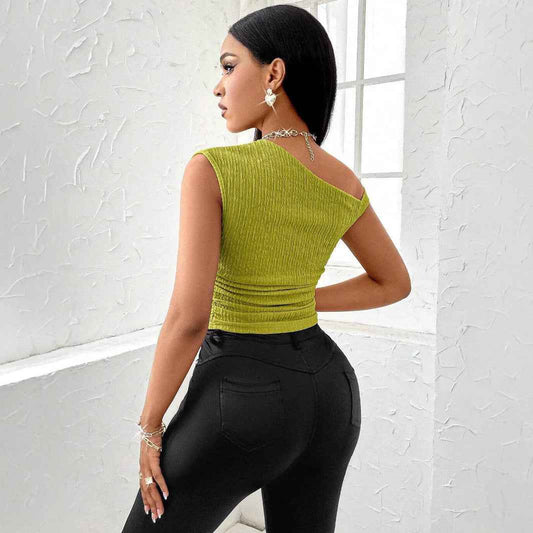 Women’s Summer Slim Fit Peplum Top – Off Shoulder Asymmetric