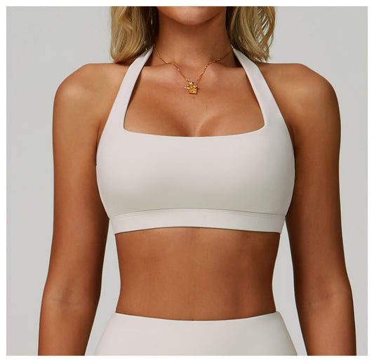 Summer Halter Cloud Sense Yoga Bra Hollow Out Cutout Beauty Back Yoga Clothes Running Fitness High Strength Sports Underwear - Iyanka