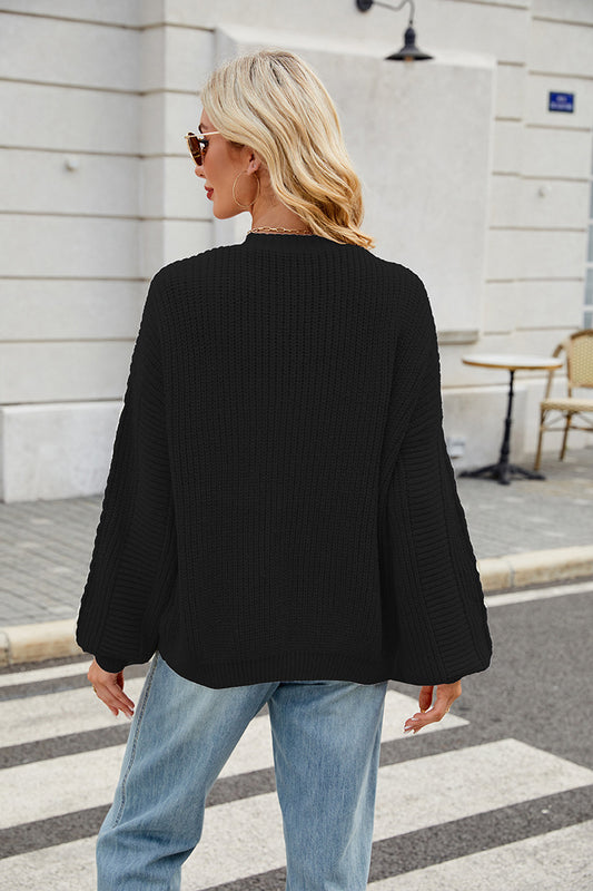 Women Clothing Idle Loose Sweater Coat Autumn Winter Long Sleeved V neck Twisted Knitted Sweater - Iyanka