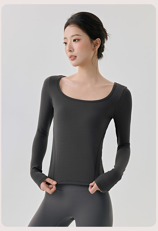 Yoga Clothes Women Top High Grade Slim Fit Breathable Workout Long Sleeve Running Training Pilates High Elastic Sports Long Sleeve - Iyanka