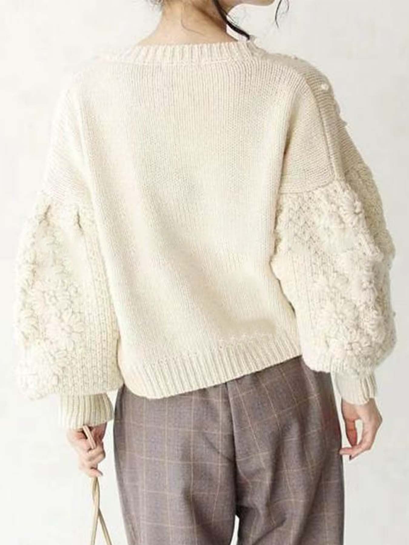 Autumn Winter Fresh Machine Embroidery Three Dimensional Little Daisy Pullover round Neck Loose Knitted Sweater - Iyanka