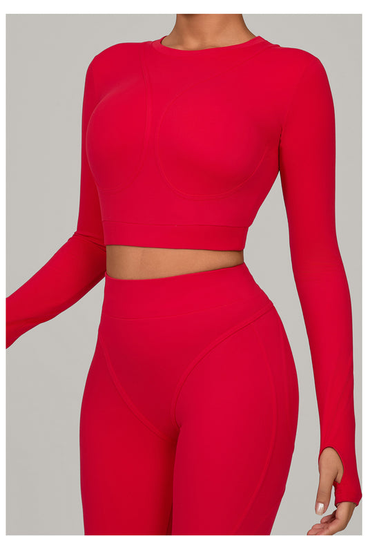 Autumn Sand Brushed Long Sleeve Yoga Clothes High Strength Workout Clothes Pilates Running Sport Long Sleeve Top - Iyanka